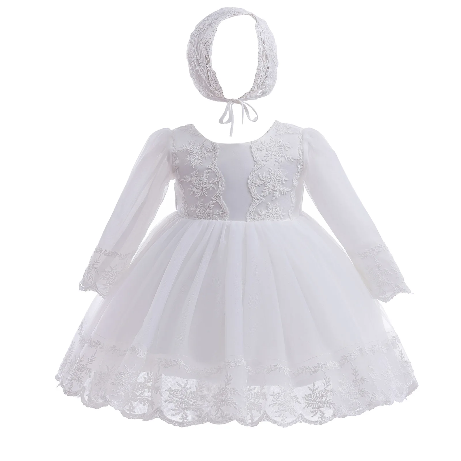 Baby Clothing Yarn - Gaun Bayi Perempuan Bordir Putih Gaun