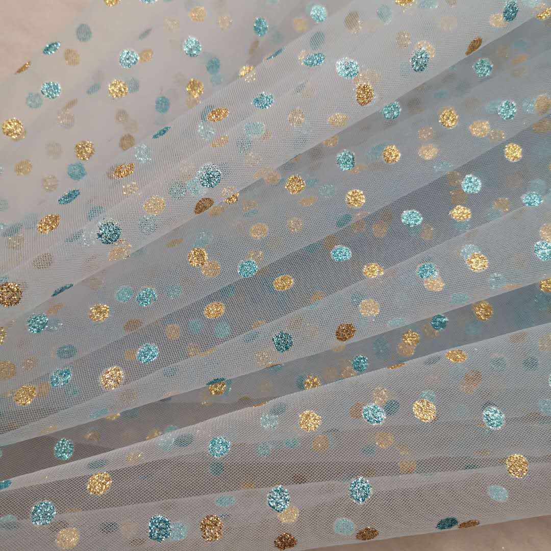Baby Clothing Organic - 0.5M Kain Jaring Cetak Glitter Polka