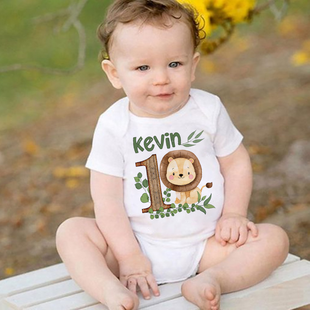 Baby Clothing Name - Hewan Safari dipersonalisasi dengan nama Romper