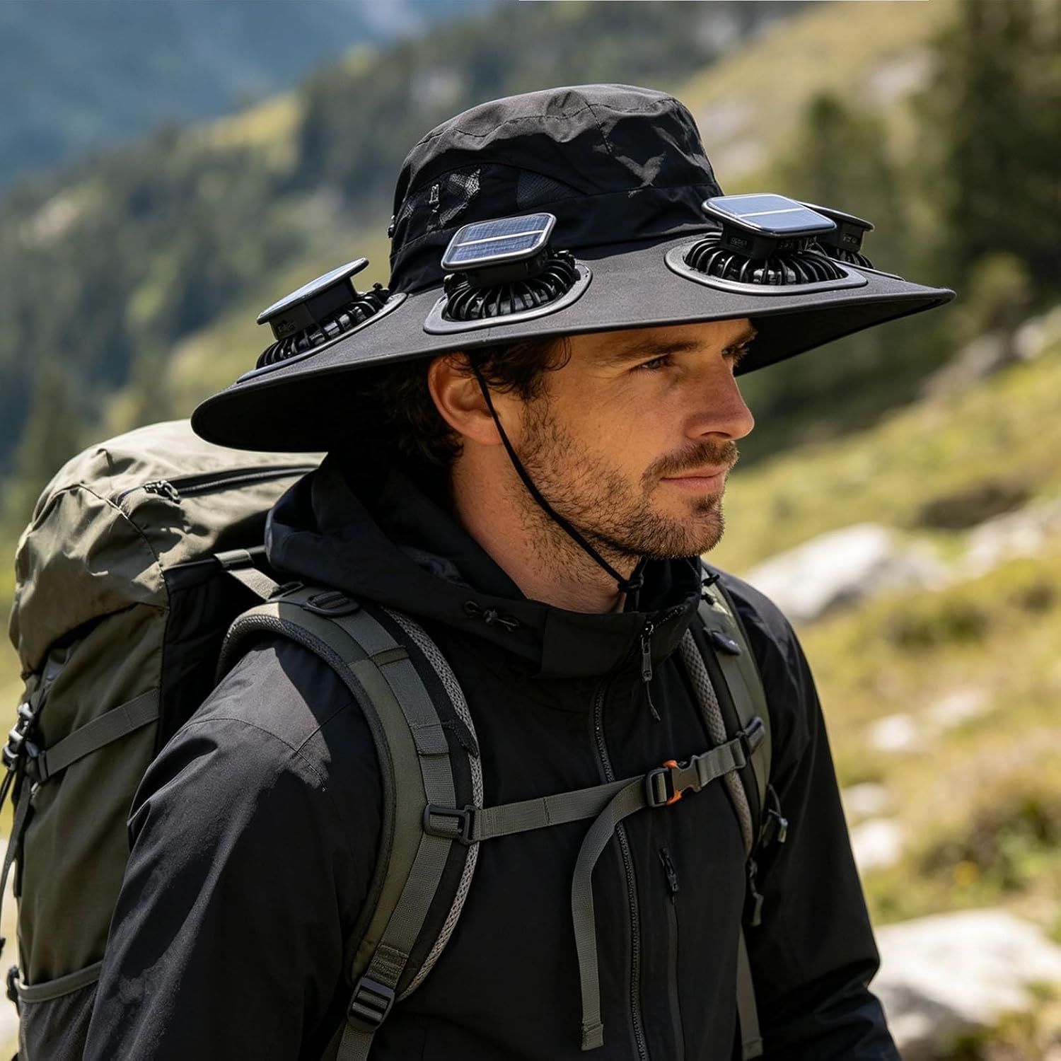 Topi Visor 6 Kipas Pendingin M - Sun Hat Wide Brim ulasan dan harga