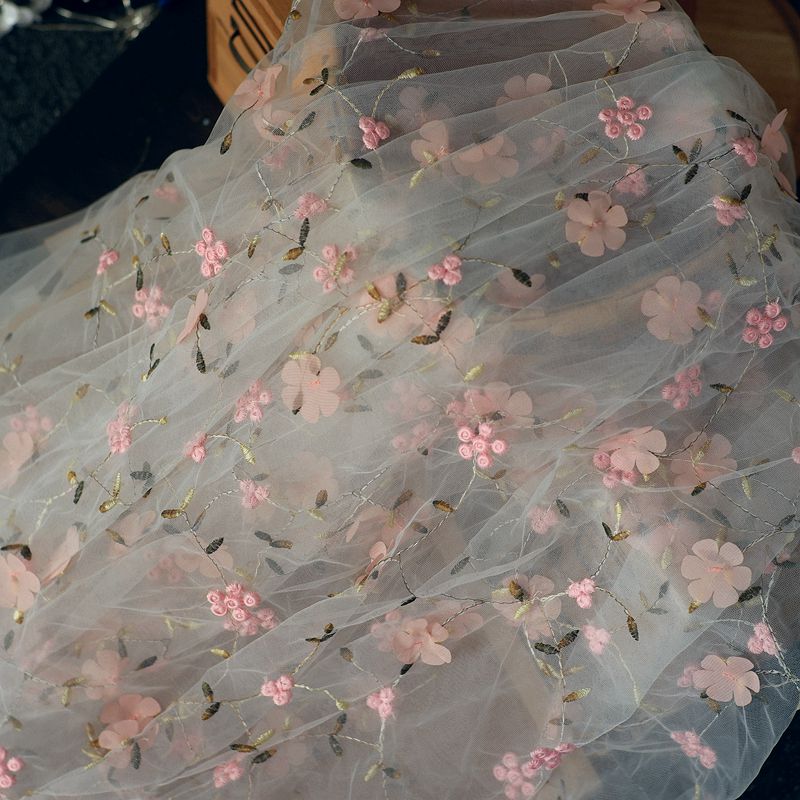 Kain Jala Bordir Bunga 0.5m, B - Baby Clothing Organic ulasan dan harga
